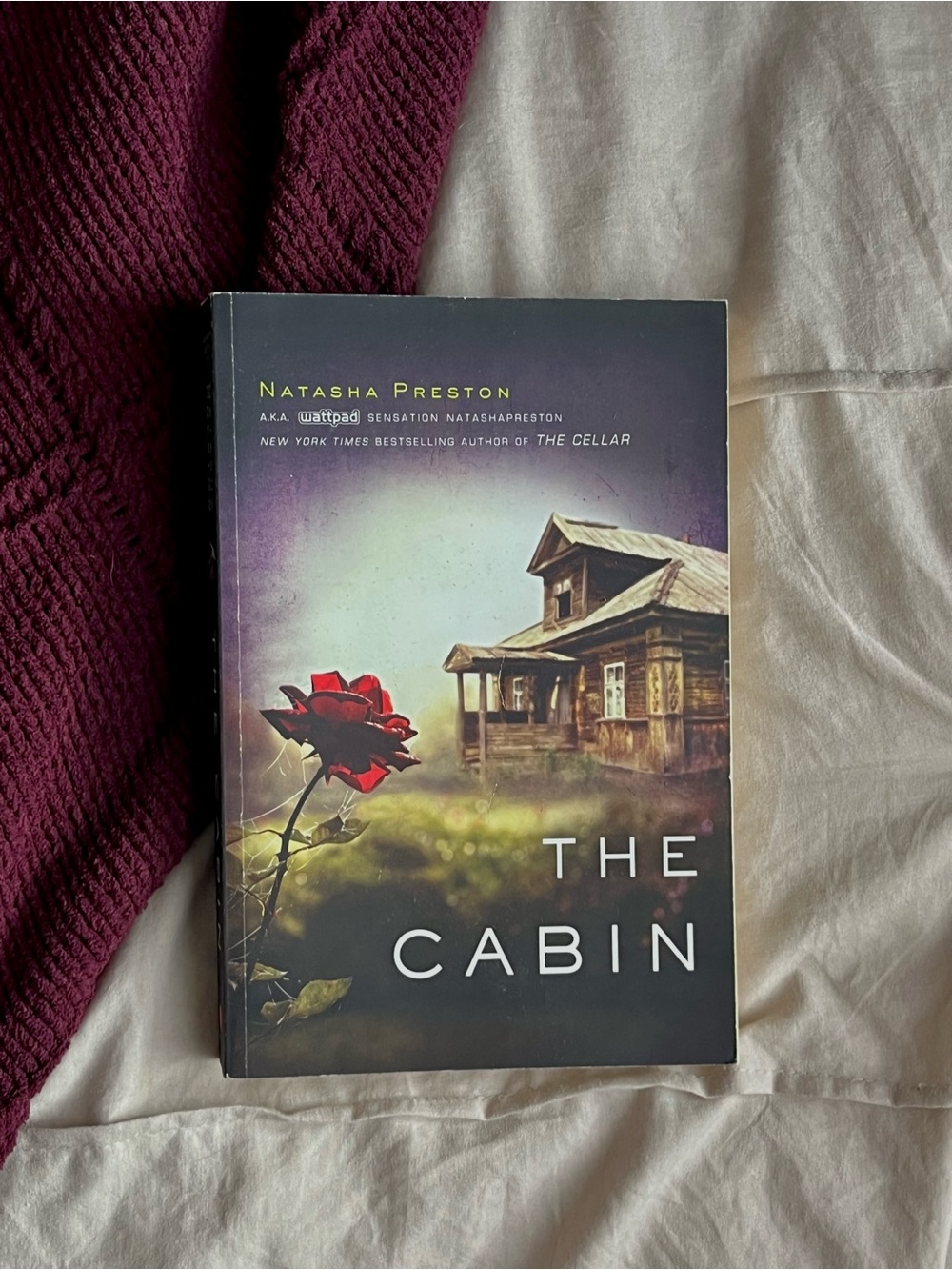 The Cabin by Natasha Preston - Paperback Novel with Red Rose Cover